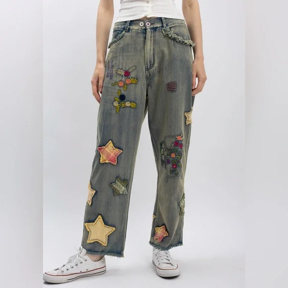 Blue Velvet Multi Patchwork Denim Pants - Picture 2 of 7